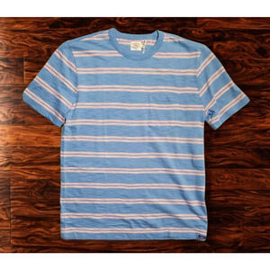 Faherty Brand Surfrider Stripe Tee Men’s Large Blue Pink Striped Pocket NWOT